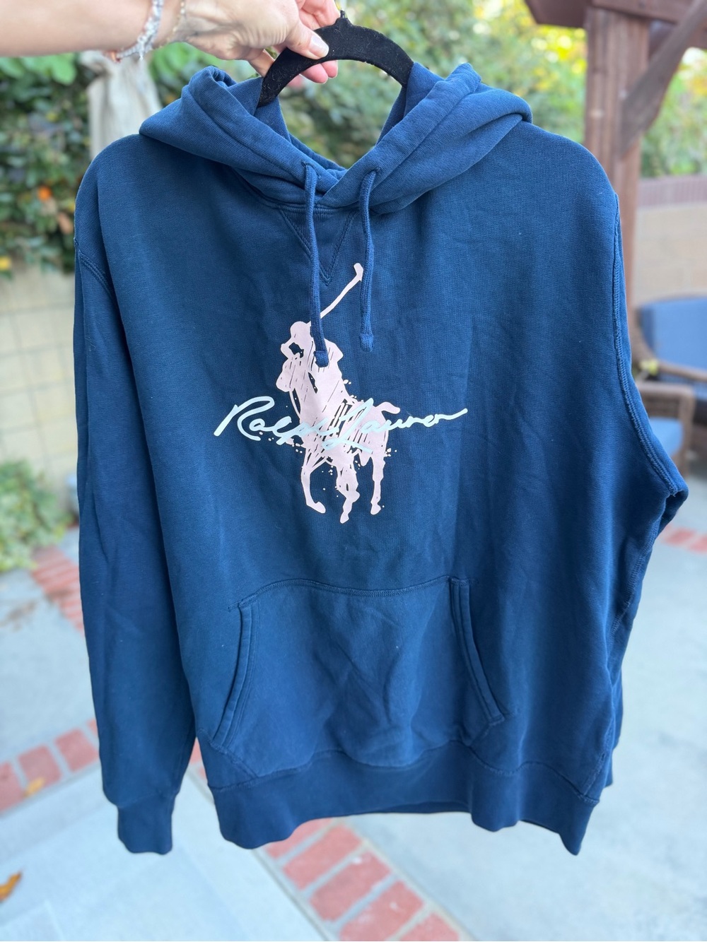 Polo Ralph Lauren Pink Pony Pullover Hoodie Navy XL NWT